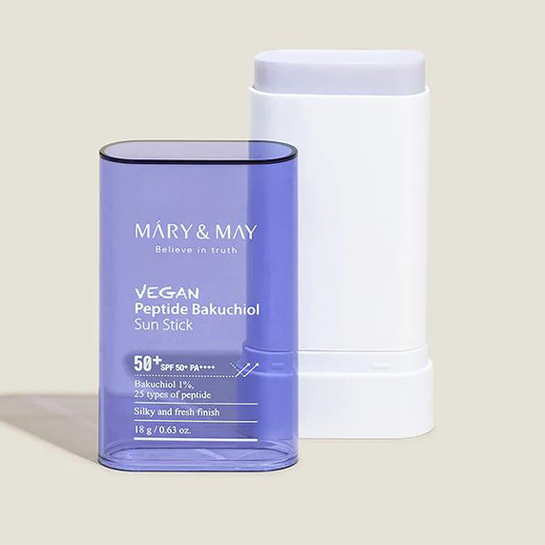Mary & May Vegan Peptide Bakuchiol Sun Stick SPF50+ PA++++, 18гр